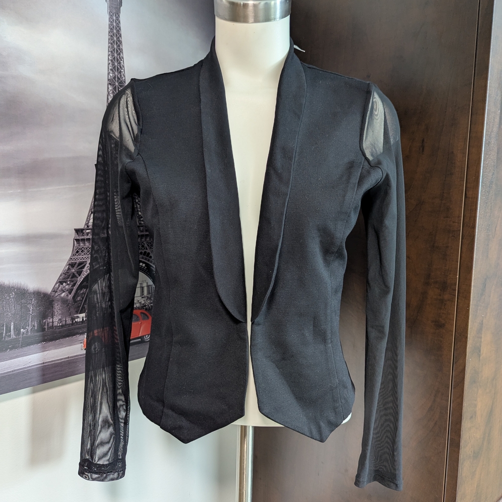 Charlotte Russe Black Blazer with Sheer Sleeves